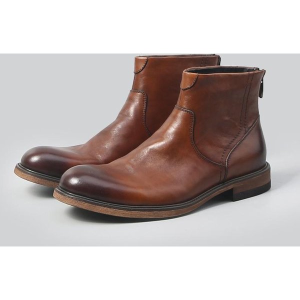Wysokiej JakośCi Zimowe Buty Ze SkóRy Naturalnej MęSkie Botki Retro Szycie OkrąGłY Nosek MięKka Podeszwa Brytyjskie Biznesowe MęSkie Botki Chelsea 40 BrąZowy-image
