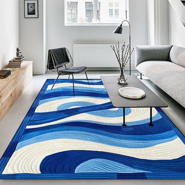 Alfombras Abstractas GeoméTricas Modernas Nueva Alfombra De Franela Para Sala De Estar Alfombras Decorativas De ÁRea Grande Alfombra Para Dormitorio Junto A La Cama Alfombrilla Suave Antideslizante 60*90Cm Gray-image