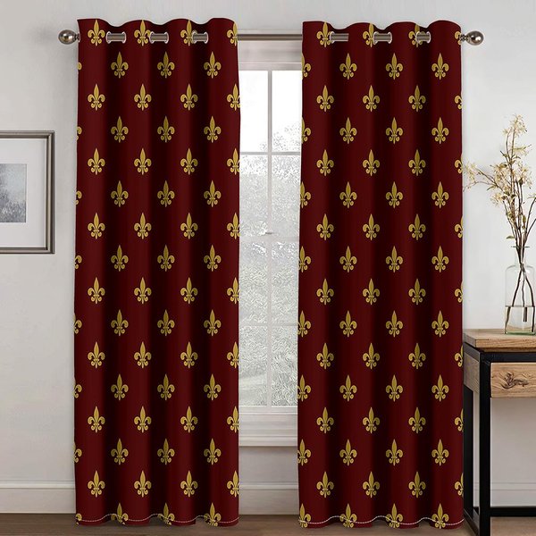 Cortinas Persiana GeoméTricas Abstractas Rojo Dorado De Lujo EconóMicas Ideales Para Sala Familiar HabitacióN Infantil BañO Cocina Puerta DecoracióN Del Hogar W65X60H(Cm)X2Pcs&Grommet Top-image