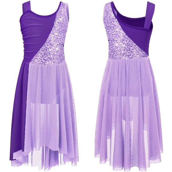 DziecięCa DziewczęCa Liryczna Sukienka Do TańCa Baletowa Gimnastyczna Sukienka Trykotowa Nowoczesna WspółCzesna Wydajność Dancewear 5-6 Years-image