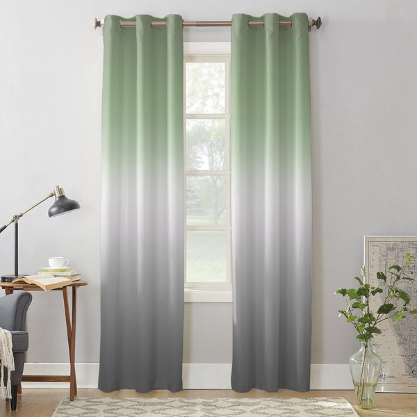SzałWiowo-Zielone, Szare, Gradientowe ZasłOny Okienne Do Salonu, Sypialni, Nowoczesnej Kuchni, Rolety, ZasłOny, ZasłOny 135W X 160H(Cm) X1-image