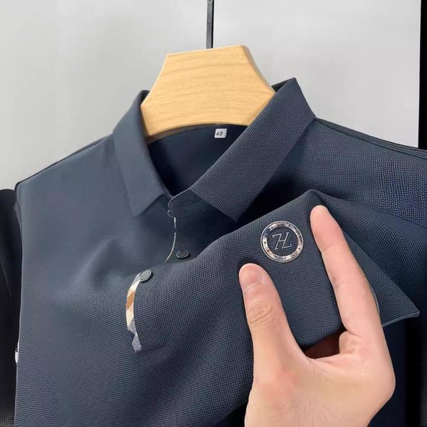 Camiseta De Manga Larga Para Hombre, Polo De Negocios Con Cuello, Camiseta Interior Para Primavera Y OtoñO, Top Para Hombre De Mediana Edad Xxxl Black-image