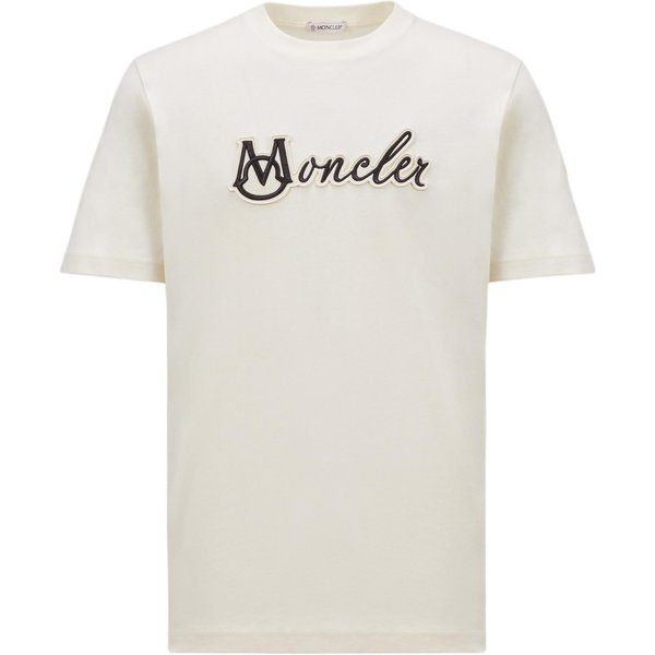 Camiseta Blanca De Manga Corta Holgada Y Transpirable Con Cuello Redondo Y Jacquard De Letras Moncler Para Hombre T-Shirts K1-091-8C00011-89AJS-034 2XL White-image