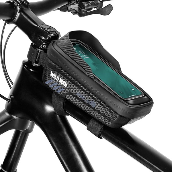 Bolsa De TeléFono Para Bicicleta, Bolsa De Tubo Superior Impermeable, Bolsa De Montaje Para TeléFono Con Pantalla TáCtil Para Bicicleta, Bolsa Con Marco Para Ciclismo Negro-image