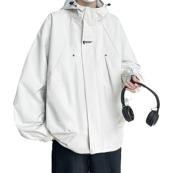 Chaqueta Informal De Primavera Para Hombre, Chaqueta Holgada Y VersáTil Con Capucha, Nueva Chaqueta De Primavera Y OtoñO Para Hombre. 3XL White-image