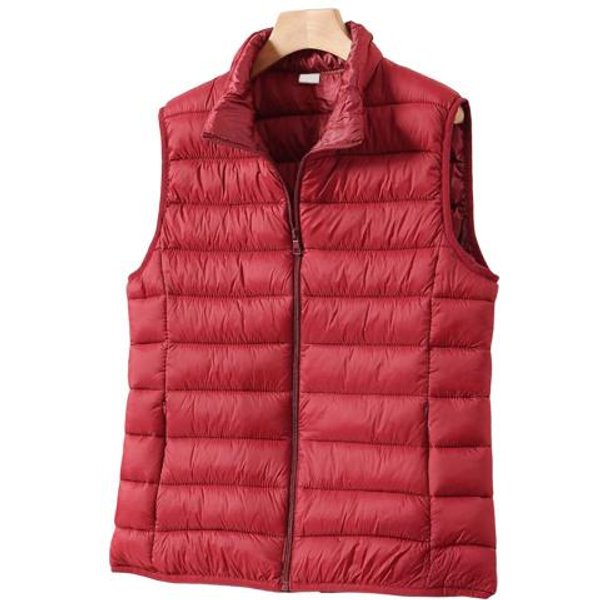Pikowana Kamizelka Puchowa Dla Kobiet, Dopasowana, Lekka, Bez RęKawóW, Zapinana Na Zamek, Ze StóJką, Ocieplana, Zimowa, CiepłA Odzież Wierzchnia 5XL Brown-image