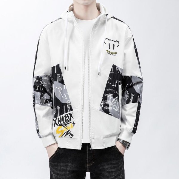 Nueva Chaqueta De Primavera Para Hombre, Chaqueta Con Capucha De Marca De Moda Juvenil, Gabardina Holgada, Abrigo Deportivo 3XL Gray-image