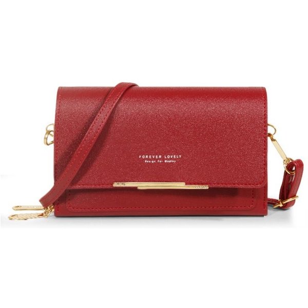 Cartera De Mujer, Bolso Coreano, Multitarjeta, Gran Capacidad, Bolso De Hombro Informal, Paquete De TeléFono MóVil, Nuevo Estilo De Moda Rojo Vino-image