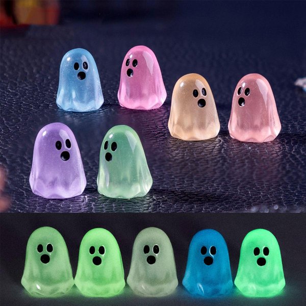 10/20 Piezas Fantasmas Mini Luminosos Multicolor De Halloween Que Brillan En La Oscuridad Figuras En Miniatura Adornos Diminutos W12080WW--image