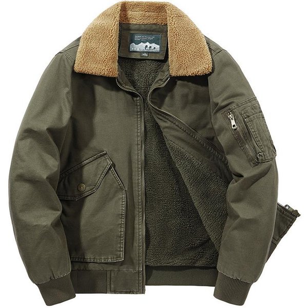 Abrigo Acolchado De AlgodóN Para Hombre, Engrosado Y De Terciopelo, CáLido, Abrigo De AlgodóN Para Hombres De Mediana Edad Y Mayores, Chaqueta Acolchada De AlgodóN Lavado, Lana De Cordero Xxxxl Black-image