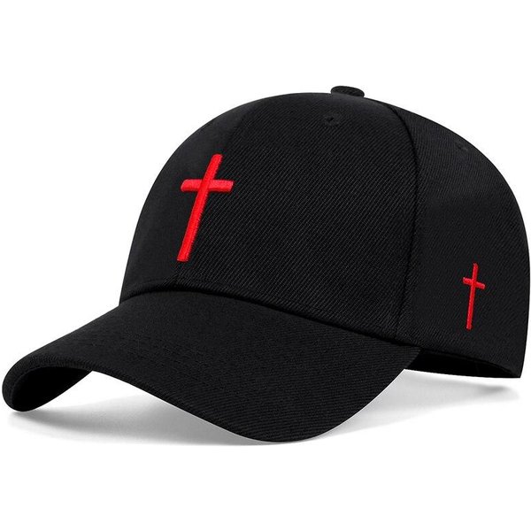 Unisex Czapka Baseballowa Snapback Z Haftem KrzyżYkowym Wiosna I Jesień Outdoor Regulowana Codzienna Czapka Ochrona Przeciw SłOńCu (As The Picture,Adjustable) Black-image