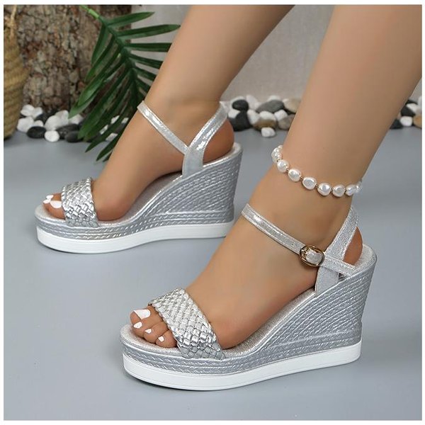 Sandalias Nuevas Para Mujer Verano Zapatos De Plataforma Tacones Altos CuñA Plateada Zapatos De Londres Sandalias De Plataforma De Lujo 36 Brown-image