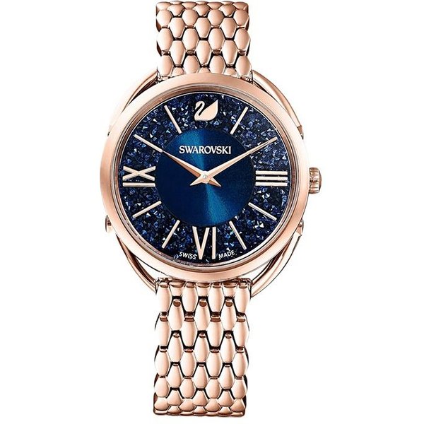Reloj Swarovski Serie Crystalline Glam Movimiento De Cuarzo Pulsera De Acero Inoxidable Esfera Azul NúMeros Romanos Relojes Para Mujer Plata 5475784 Regular Watch Box,Gold Strap Blue-image