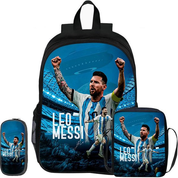 Plecak Dla Dziecka Gwiazda PiłKi NożNej Mochila Sportowa Torba Szkolna Zestaw 3 Szt. Plecak Torby Na Ramię PióRniki M-Messi Torba Na KsiążKi Prezent Dla Dzieci-image