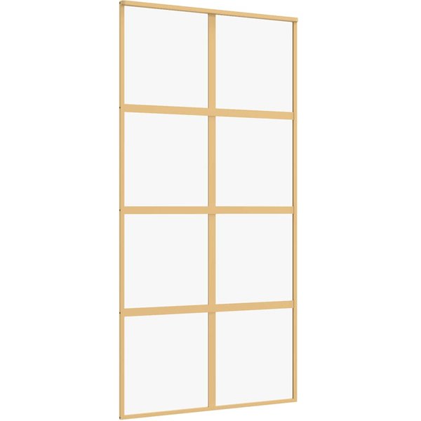 Puerta Corredera Dorada 102,5X205 Cm Vidrio Templado Transparente Y Aluminio-image
