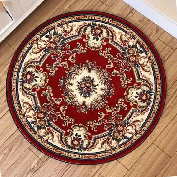Vintage Europejski Kwiatowy WzóR Scroll Mandala Geometryczny WzóR OkrąGłY Dywan MięKki Dywan Do Salonu Sypialni 80X80Cm-image