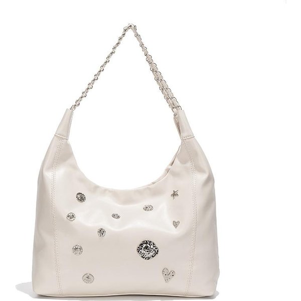 Bolso Tote Punk Bolso Tote De Viaje Para Mujer Bolso De Hombro Para Mujer Cadena Bolso Tote Elegante White-image