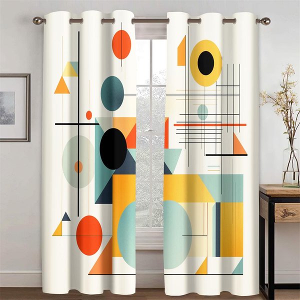 Nowoczesny Styl Minimalistyczny Geometryczny WzóR Linii KoloróW ZasłOny PokóJ DziecięCy Salon Sypialnia Kuchnia Balkon WystróJ 2 Panele 70W245H(Cm)X2Pcs&Hook-image