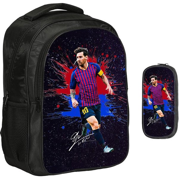 M-Messi Mochila De Doble Capa Estrella Del FúTbol Set De 2 Piezas Mochila, Bolsas Para LáPices Deportivas Bolsas Escolares Mochila Escolar Para NiñOs Rucksack-image