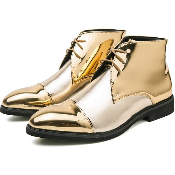 Wysokiej JakośCi ZłOte Botki Chelsea MęSkie Modny Design Codzienne Formalne Buty Brytyjskie Luksusowe Buty MęSkie Botas Para Hombre 43 ZłOty-image