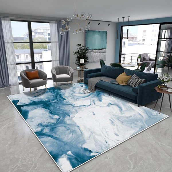Alfombra De DecoracióN Moderna Para Sala De Estar Lujo MáRmol Dormitorio Alfombra Antideslizante 200X300 SalóN Mesas De Centro Lavable Felpudo Suave 60*90Cm-image
