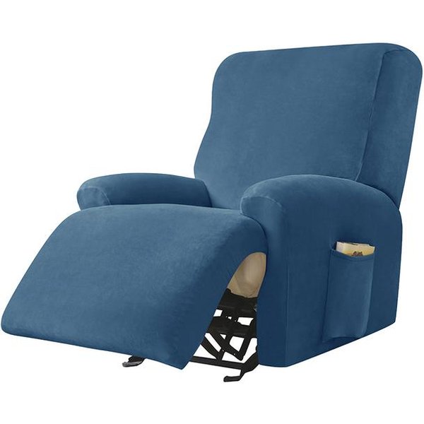 Aksamitny Pokrowiec Na Fotel RozkłAdany Elastyczny Pokrowiec Na Sofę Do Salonu Domowy Fotel Lazy Boy Relaksacyjny Pokrowiec Na Fotel RozkłAdany 1 Seater Niebieski-image
