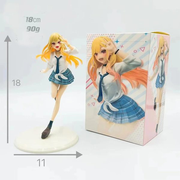 Anime My Dress-Up Darling Marin Kitakawa Wersja Mundurka Szkolnego Kawaii Dziewczyna Figurka Akcji Seksowne Figurki Dekoracja Biurka Lalki 18Cm No Box-image