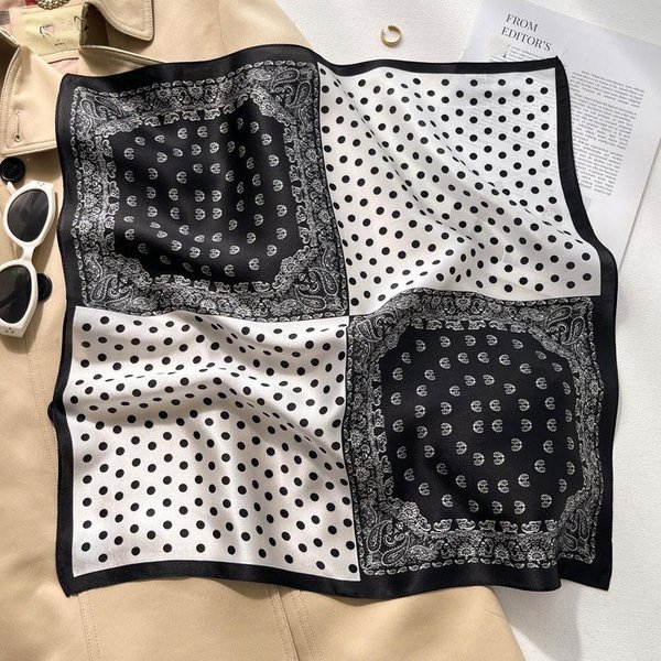 Luksusowy Szalik Z Prawdziwego Jedwabiu Damski Kwadratowy Krawat Szale Chusty Dla Pań Szaliki Foulard Pashmina Damski HidżAb Bandana Real Silk 53X53Cm-image