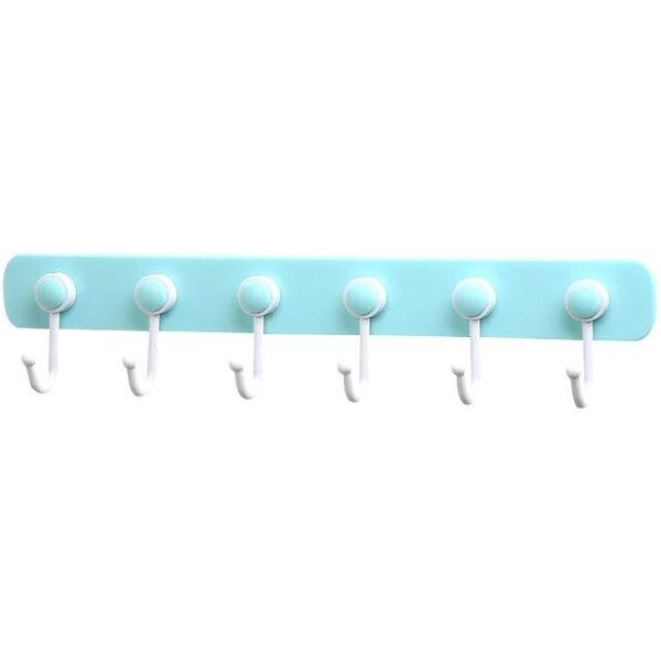 Soporte Gancho Almacenamiento Cocina MultifuncióN 6 Ganchos Colgador Pared Puerta Ganchos Para Cuchara Cazo Organizador Cocina BañO Azul-image