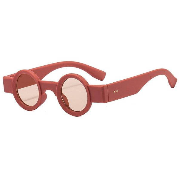 Shauna Popularne Modne MałE OkrąGłE Okulary PrzeciwsłOneczne Damskie Retro Punkowe Odcienie UV400 MęSkie Przezroczyste Soczewki Oceaniczne Modne Nity Okulary PrzeciwsłOneczne Red Pink Champagne-image