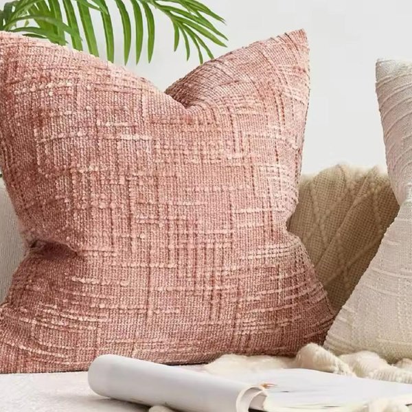 Fundas Para Cojines Decorativos Chenilla Tweed Texturizado Funda Para CojíN De Sofá Funda De CojíN Neutra Moderna Para Sofá Cama DecoracióN De Sala De Estar 45X45Cm-image