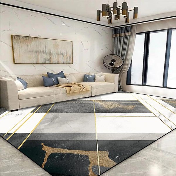 Nowoczesny ZłOty Geometryczny Dywan 200X300 MięKki AntypośLizgowy DużY Dywan Do Salonu Sypialni Pokoju Wypoczynkowego Mata Pod Sofę WystróJ Domu 80*120Cm-image