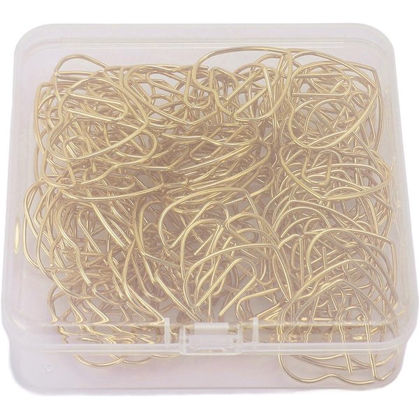 100 Piezas Clips Para Papel Con Forma De CorazóN Set De Clips Decorativos De Hierro Con Caja Transparente Para Oficina Escuela Hogar Dorado Oro-image