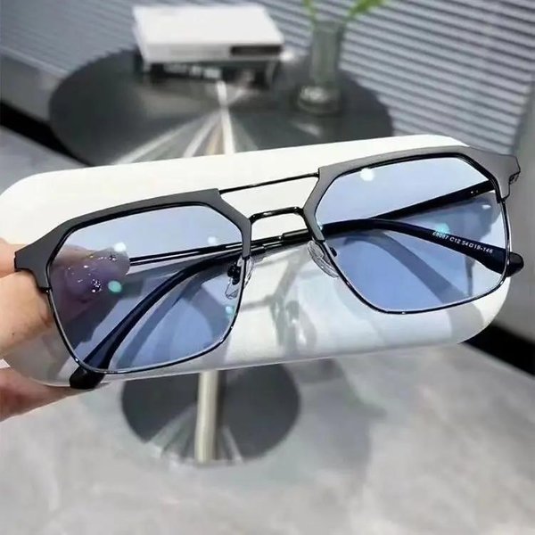 Gafas FotocromáTicas De Lujo Anti Luz Azul Cuadradas Inteligentes De Cambio De Color Gafas De Sol De Moda Para Hombres Mujeres -1.0 White-image