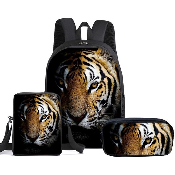 Animal Tigre 3 Piezas/Set Mochila Con Bolsos Cruzados, Estuche Para LáPices, Bolso Escolar Para NiñOs/NiñAs El Mejor Regalo Bolsas Escolares De Dibujos Animados 2D-image