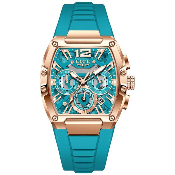 Lige Nuevo Reloj De Lujo Para Hombre Moda Negocios Relojes De Pulsera De Cuarzo Luminoso Impermeable CronóGrafo Relojes Para Hombre Oro/Verde-image