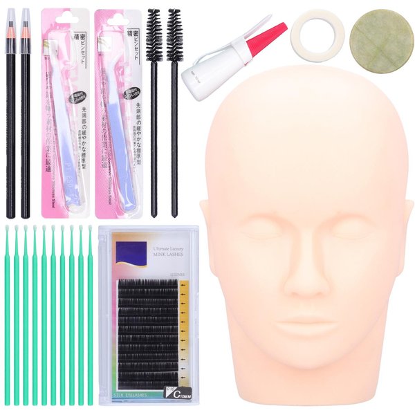 Kit De Entrenamiento De ExtensióN De PestañAs Postizas Cabeza De Maniquí Injerto De PestañAs Kit De Herramientas De PráCtica-image