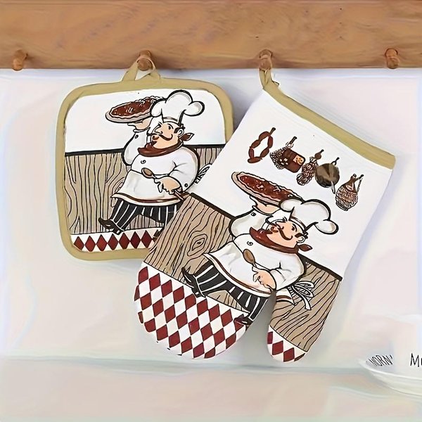 2 Szt. RęKawice Kuchenne, MożNa Myć W Zmywarce - Wygodny Poliester, Ochraniacz Na DłOnie Beige-image