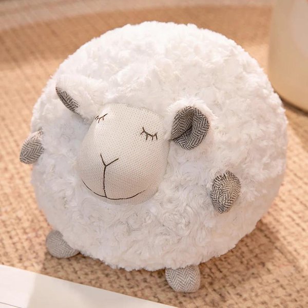 Urocza Kawaii JagnięCa Pluszowa Poduszka KształT PiłKi KreskóWkowe ZwierząTko Grube Puszyste Wypchana Pluszowa Zabawka Prezent Urodzinowy 28Cm-image