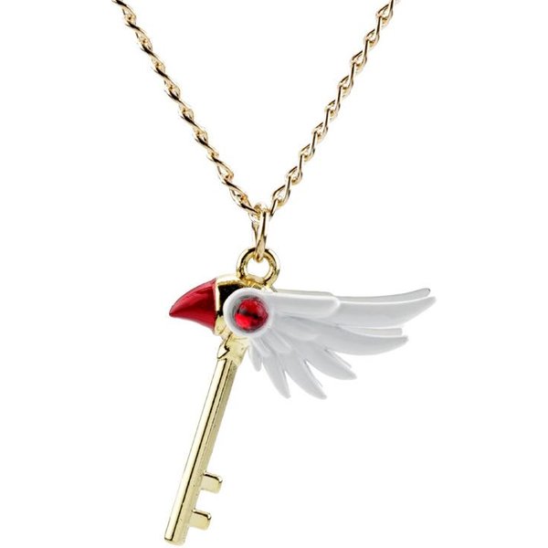 Llavero De Collar De Dibujos Animados Anime Cardcaptor Sakura Llaveros Con Colgante De Encanto Clow De Cardcaptor Sakura Collar DeclaracióN De Varita De Sellado Beige-image