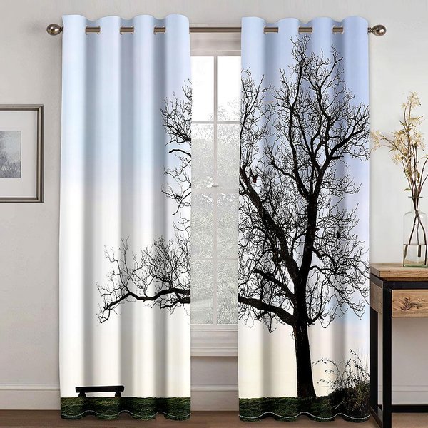 Cortinas Con DiseñO De Jaula De PáJaros Y áRbol Rosa Para Dormitorio Infantil, DecoracióN Del Hogar, Cocina, BalcóN, Sala De Estar, Ventana 100W160H(Cm)40X63In&Grommet Top-image