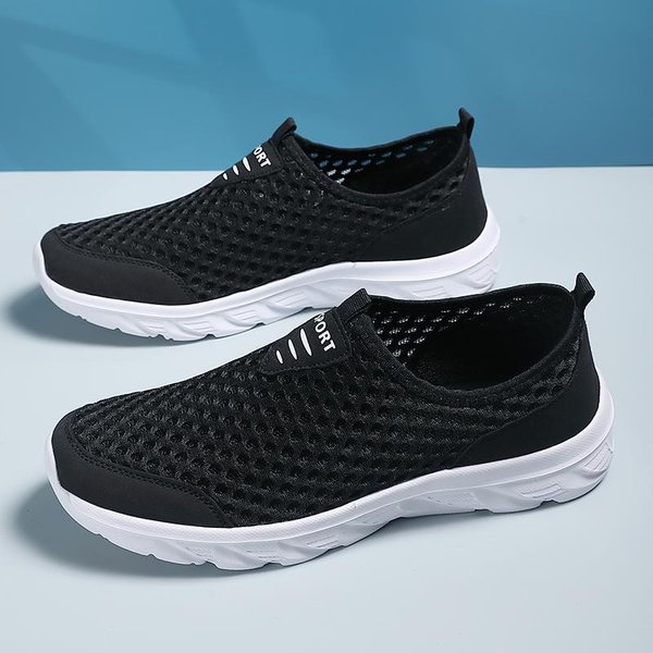Zapatos Deportivos Para Hombre Malla Transpirable Zapatos Casuales Para Hombre Exterior Antideslizantes Mocasines De Talla Grande Para Caminar Ligeros Zapatos De Tenis Para Hombre 39 Negro-image