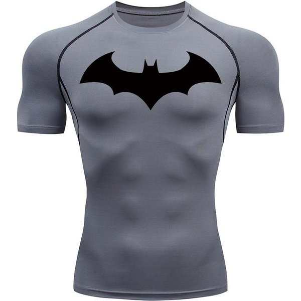 Camisetas De CompresióN Con GráFico De MurciéLago Para Hombre Manga Corta Rash Guard Camiseta Para Gimnasio Entrenamiento Running Verano AtléTico Secado RáPido Camisetas Tops XL Gray-image