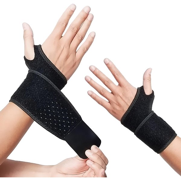 Stabilizator Nadgarstka Stabilizator Nadgarstka Regulowane BandażE Na Nadgarstki Ochraniacze Na Lewą I Prawą RęKę Opaski Na Nadgarstki Do Biura Fitness Ulga W BóLu 2 Pcs Czarny-image