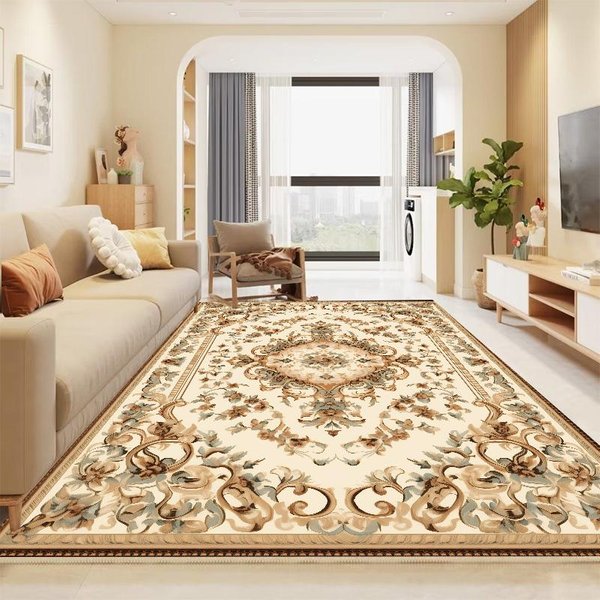 PrzepięKny Dywan W Stylu Europejskim Do Salonu ZłOty Luksusowy Dywanik Do Sypialni Zmywalna Dekoracja Holu Domowego MięKka Mata PodłOgowa 180*250Cm-image