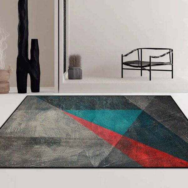 Nowoczesny Geometryczny Dywan Do Salonu Minimalizm Dekoracja Stoliki Kawowe Do Salonu ŁAtwy Do Czyszczenia Mata PodłOgowa Sypialnia AntypośLizgowy MięKki Dywan 60*90Cm Gray-image
