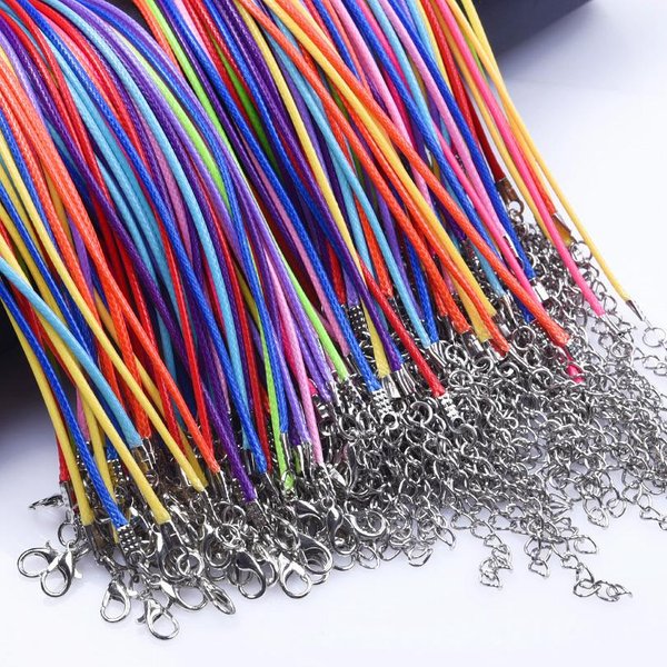 50 Cm Pleciony Regulowany TęCzowy SkóRzany Sznurek Woskowany Sznurek DIY Wisiorek Naszyjnik Dla Kobiet MężCzyzn Akcesoria 102030 Szt. Kolorowy łAńCuszek 50Cm Blue-image