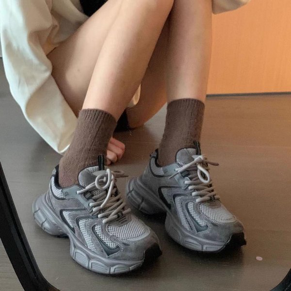Zapatillas Retro De Padre Para Mujer Primavera Y OtoñO Nuevas Ins Tendencia Suela Gruesa VersáTiles Casuales Transpirables Estudiante Zapatillas Deportivas 39 Gris-image