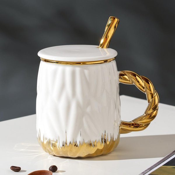 Ceramiczny Kubek Z Wzorem Reliefowym, Zestaw KubkóW O Wysokiej WartośCi, Kubek Do Wody, Kubek Do Biura, Kubek Do Kawy 460Ml White-image