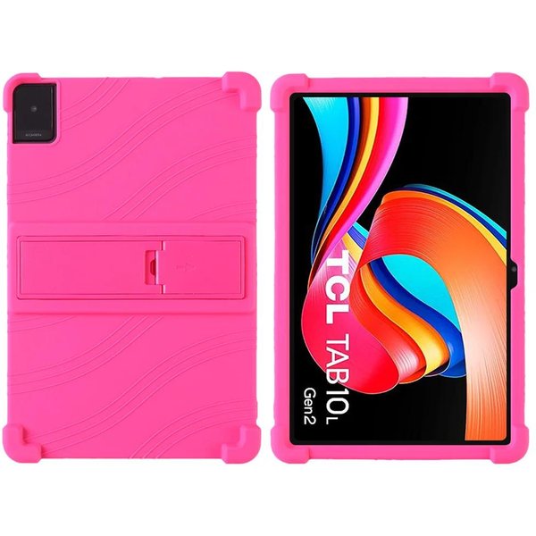 Etui Do Tabletu TCL TAB 10 Gen 2 Bezpieczne Odporne Na WstrząSy Silikonowe Z OsłOną Stojaka TCL TAB 10 Gen 2 GorąCy RóżOwy Kolor-image